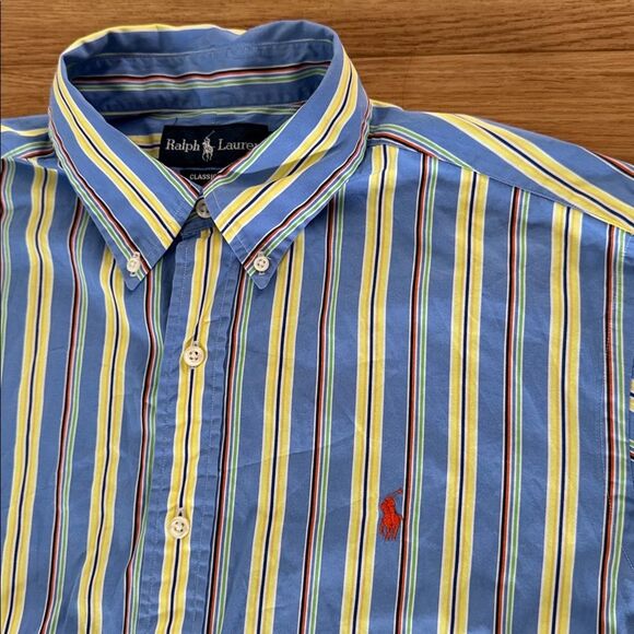 Ralph Lauren Other - Ralph Lauren Men's Classic Stripe Button Down Shirt with Pony Logo Size Large